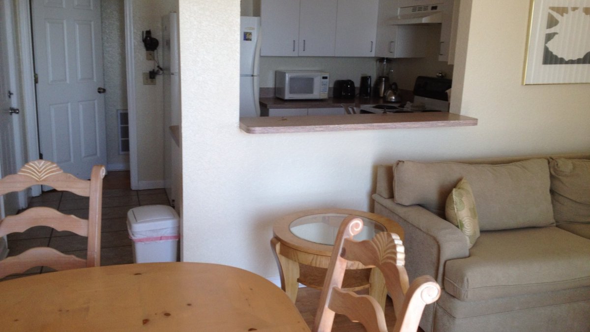 Living room and dining room Gulf front villa