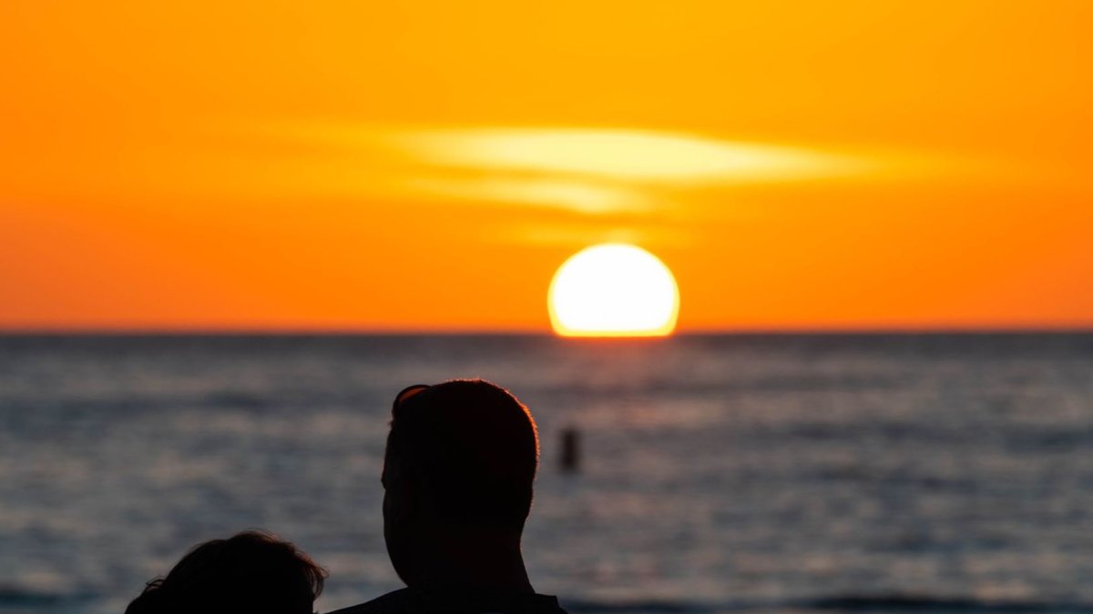 Couple watching sunset