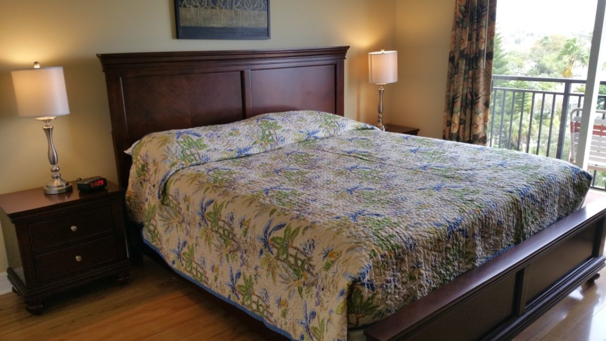 Master bedroom in a two bedroom condo at Madeira Bay Resort