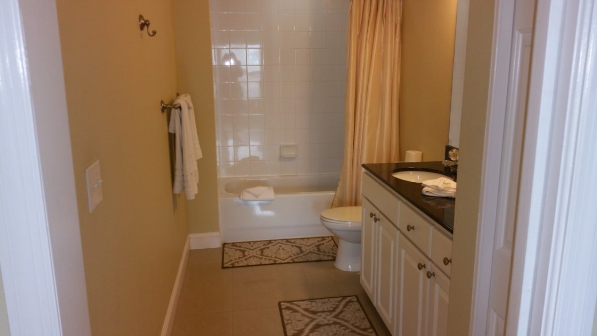Master bathroom in a one bedroom condo at Madeira Bay Resort by TRS