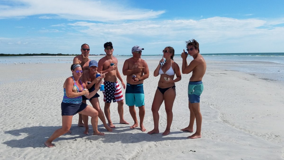 Charlie's Angels pose on the sandbar!