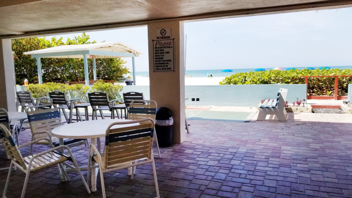 undercover beachfront sitting area