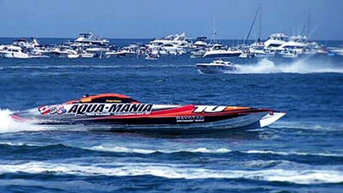 High Speed Superboats Racing off Clearwater Beach.