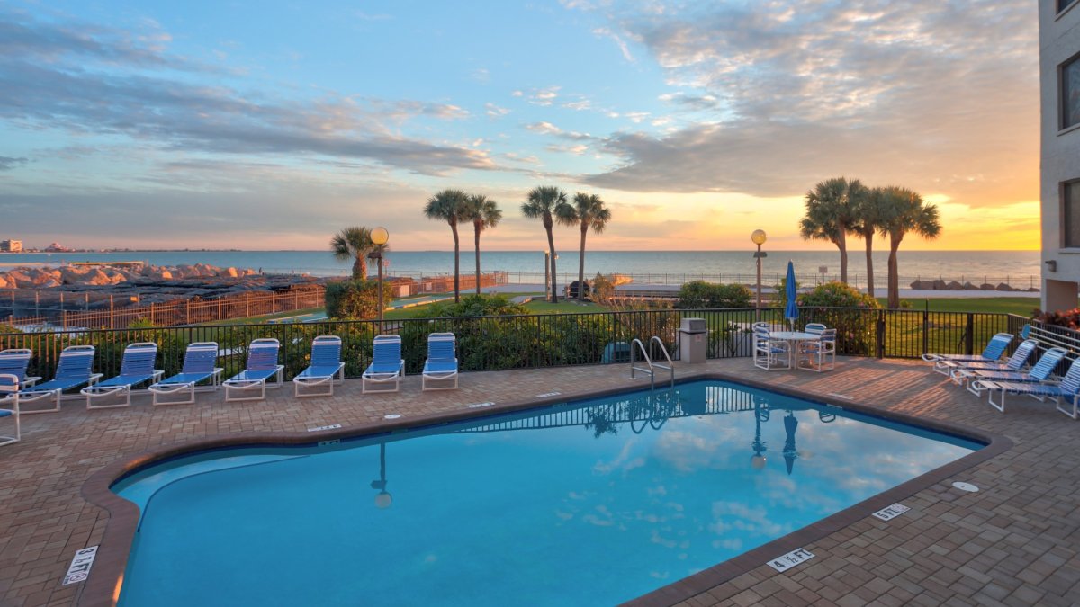 pool at sunset