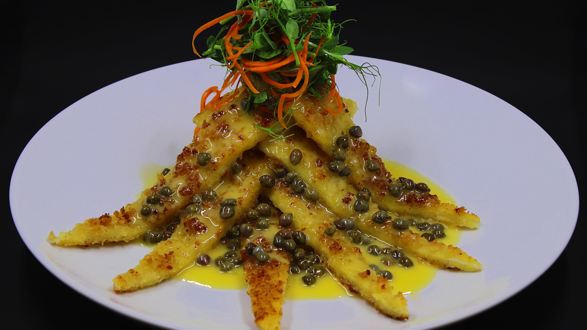 Parmesan Crusted Humboldt Calamari, Lemon Butter Caper Sauce