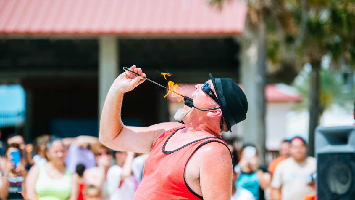 Dallas the Fire Guy - Sunsets at Pier 60 Busker