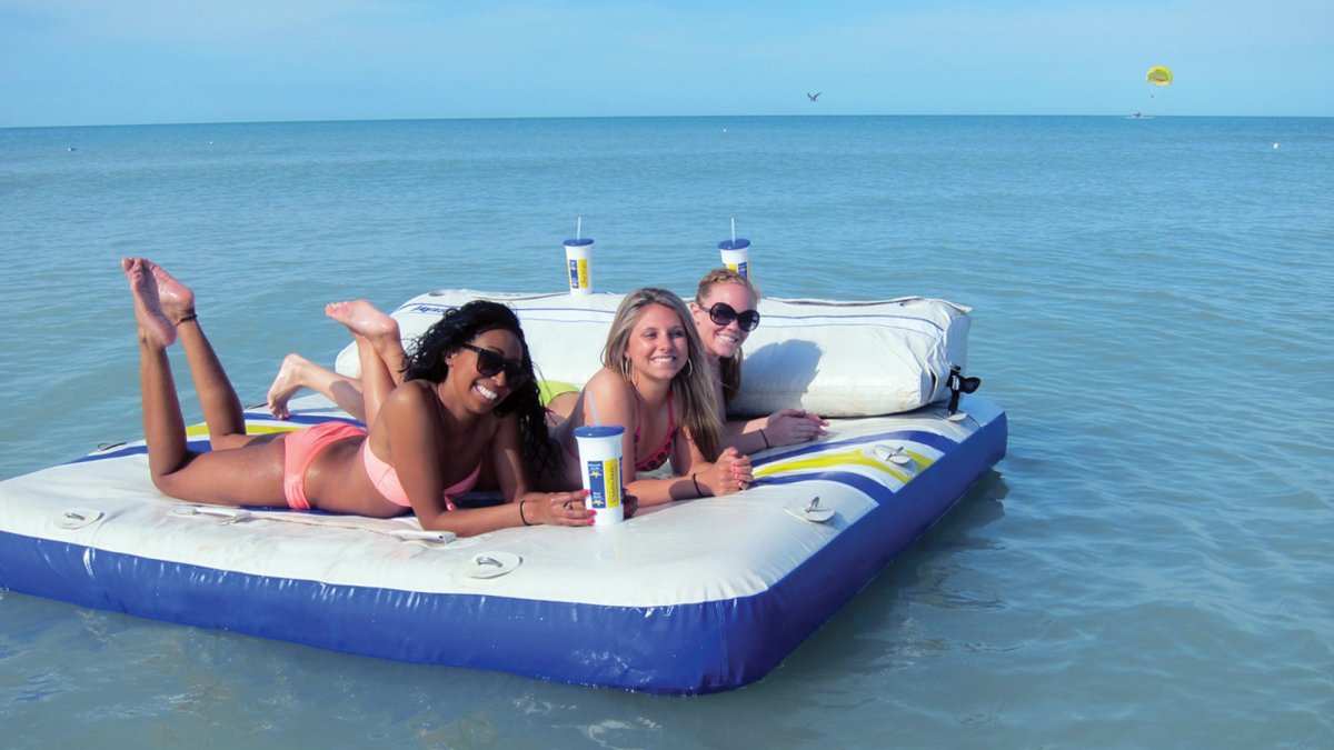 Guests can also rent a floating cabana