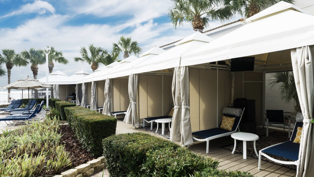 Poolside cabanas at Clearwater Beach Marriott