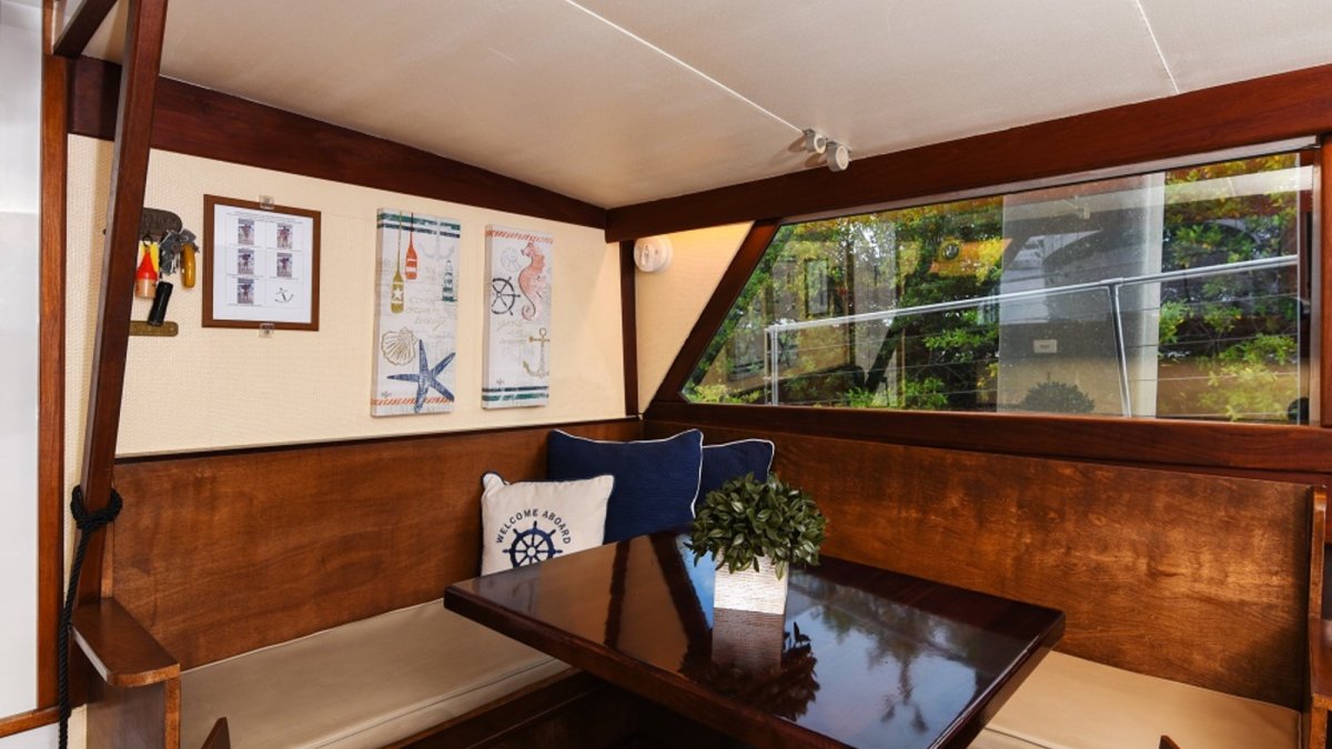 High-top seating in the cabin provides a comfortable viewing area for guests to sit inside.