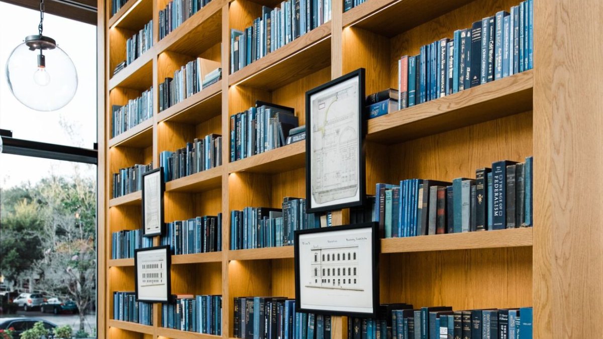 Seating enveloped in books