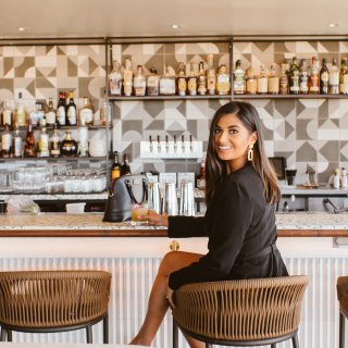 woman at rooftop bar