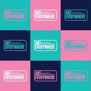 Multicolor collage with the Art Everywhere logo