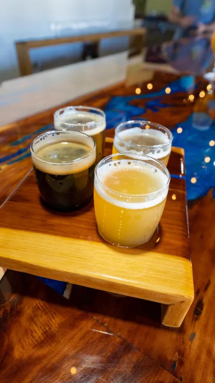 a flight of beers at Southern Lights Brewing Company in Clearwater