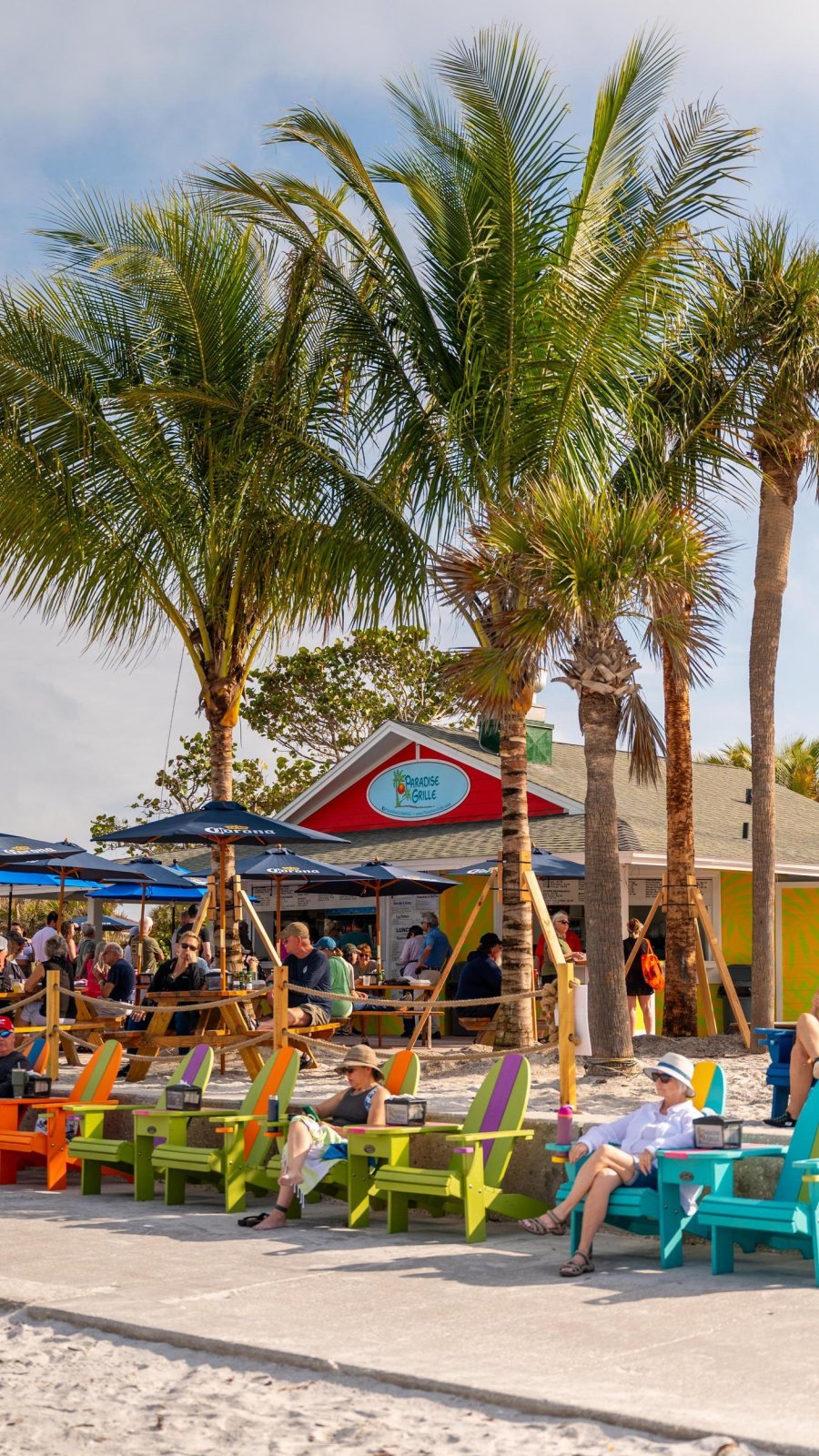 Outdoor beach seating at Paradise Grille in Pass-a-Grille