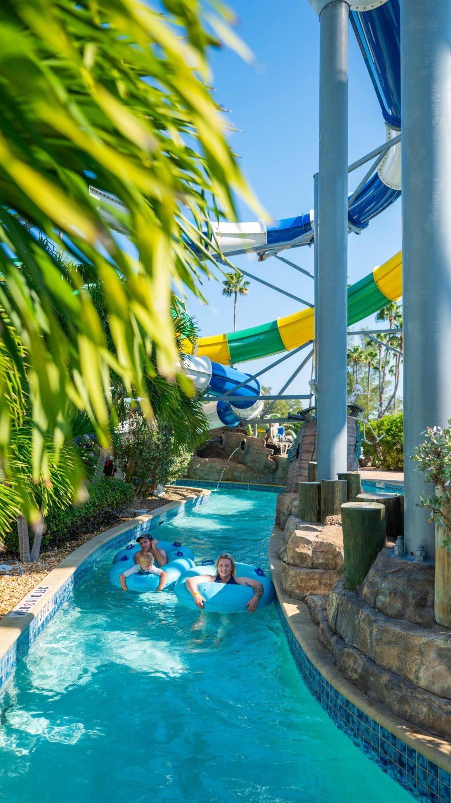 people floating in tubes down a lazy river