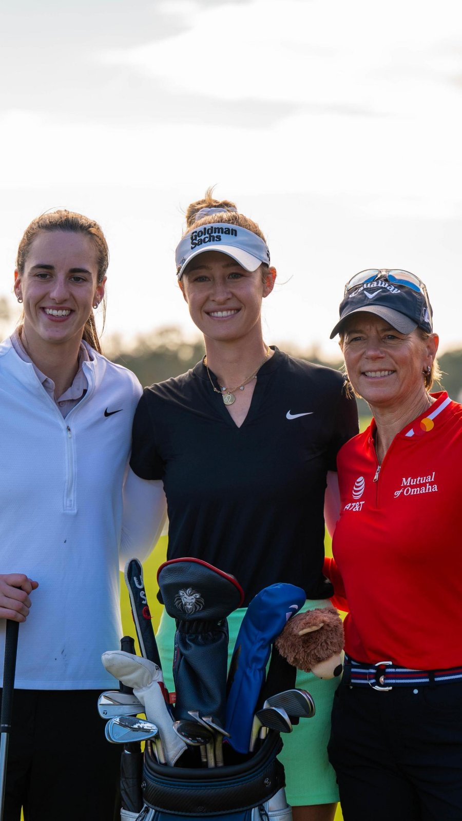 three women golfers smile for the camera at The Annika golf tournament