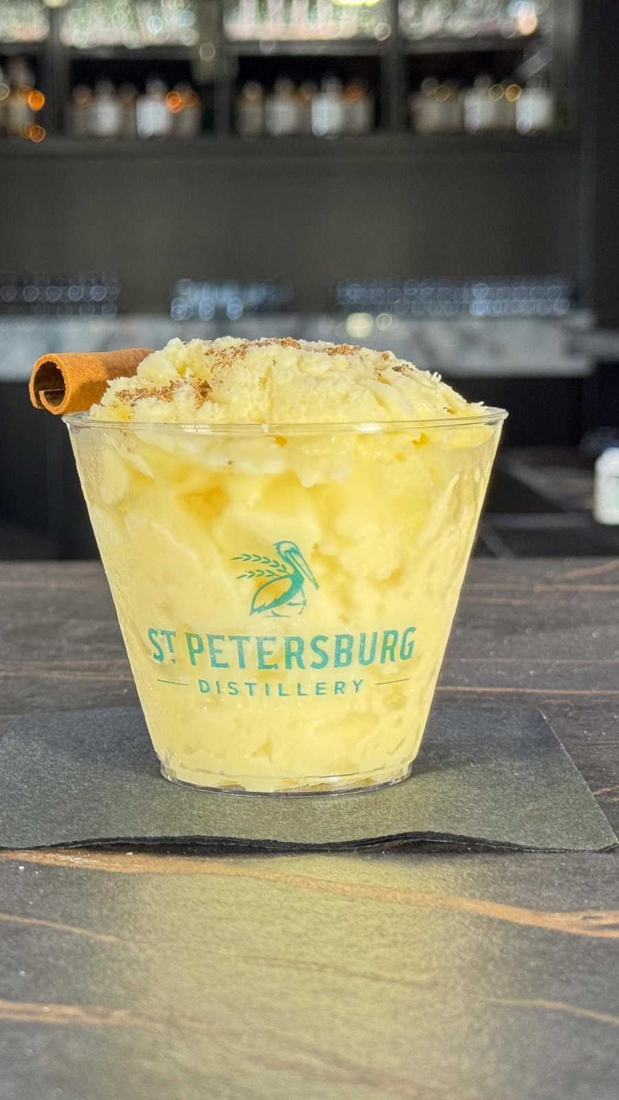 eggnog slushy at St. Pete Distillery